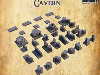 Openlock Cavern Tabletop Terrain 28 MM 3D print model