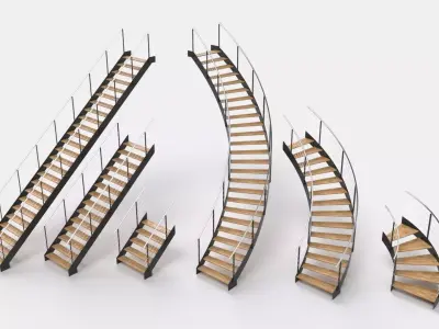 Modern stair with attributes Free low-poly 3D model