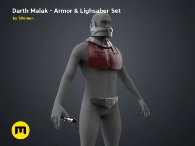 Darth Malak - Armor and Lightsaber Set 3D print model