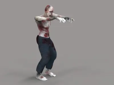 Zombie 2 with gun Low-poly 3D model