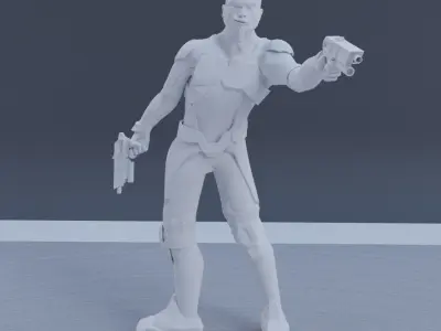 Sci-Fi Human with Scifi Gun For 3D Printing 3D print model
