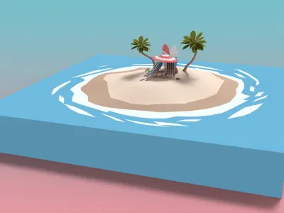 Low Poly Exteriors - Beach Seaside Pack Low-poly 3D model