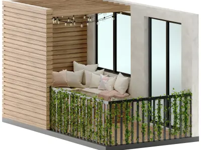 Scandinavian Balcony Set 01 3D model