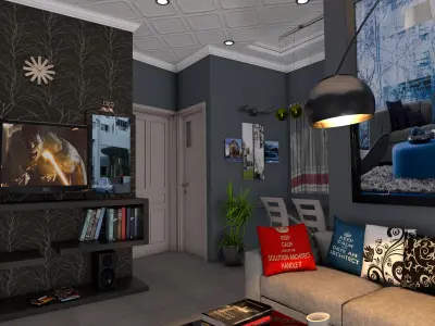 living room interior 3D model 5