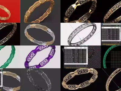 Combo of 21 Bangles 3D Model Pack