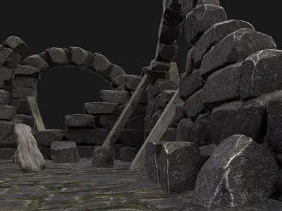 Ruin Set ruins Low-poly 3D model