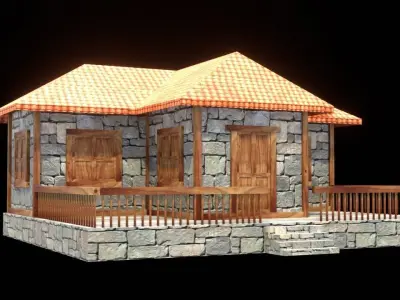 medieval house low poly village town residential game ready 17 Low-poly 3D model