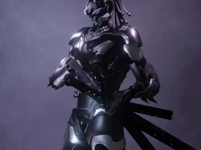 Cyberpunk Ninja Black Armor Low-poly 3D model