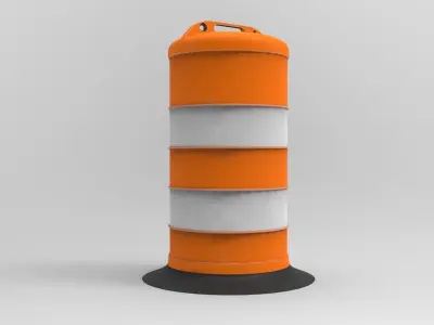Traffic Cone Barrel Low-poly 3D model