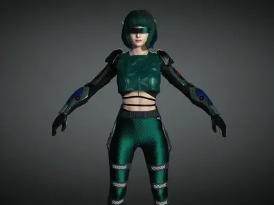 AAA Cyber Punk Female Character 06 Low-poly 3D model