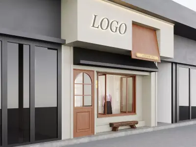 Minimalist Contemporary Boutique Storefront 3D model