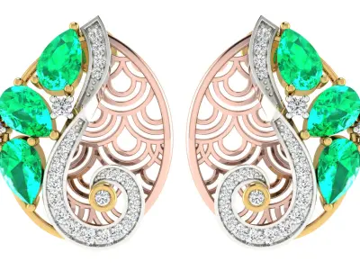Women Pendant Earring Sets 3dm STL OBJ FBX Renders Details 3D print model 4