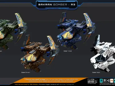 BAKRAN Bomber R3 Spacecraft Low-poly 3D model