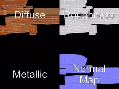 Rustic Brick Wall model pack Low-poly 3D model shop