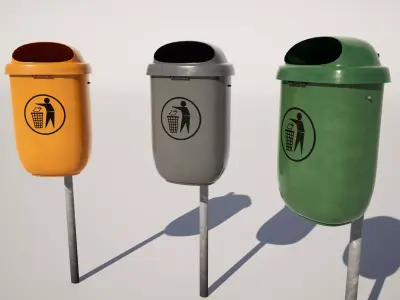 Street Trash Bin Low-poly 3D model