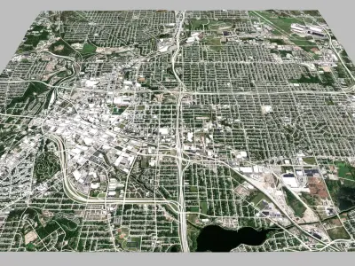 Cityscape Akron Ohio USA 3D model