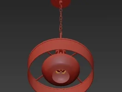 Wide Warm Antique Brass Pendant Light 3D model