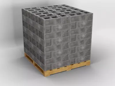 Wooden Pallet with Bricks 4 3D model