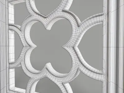 Highpoly Square Gothic Window Type3 3D model