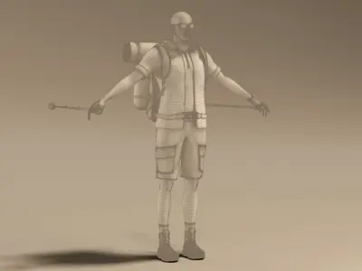  Male Hiker Animated HQ Editorial License 