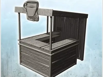 Modern coffee stand with shelves 4 3D print model