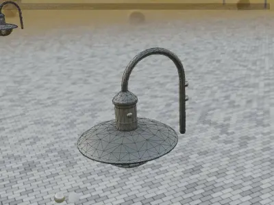  Street Light -7- Matt Black Version -For Walls- Low-poly 3D model