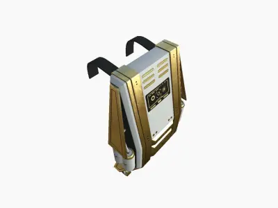 SciFi Backpack F04 White Gold - Fashion Character Design Low-poly 3D model