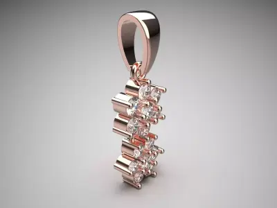 Rose Gold and Diamond Double Flower STL Pendant Model jp0034 3D print model
