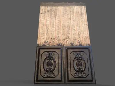 Old Wood Wall Low-poly 3D model