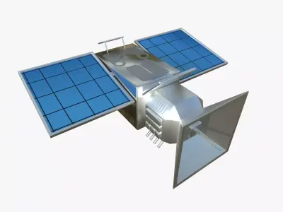 Satellite E08 Aluminum - SciFi Space Design Low-poly 3D model