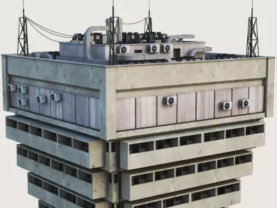 Building Skyscraper City Town Downtown Office Space Work Street Low-poly 3D model