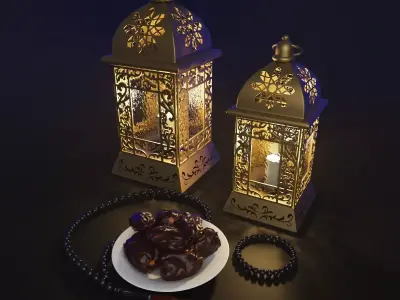 ramadan fanoos lantern islamic and dates 3D model