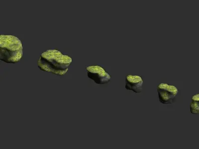 Short Flat Rocks - Moss 1 Low-poly 3D model