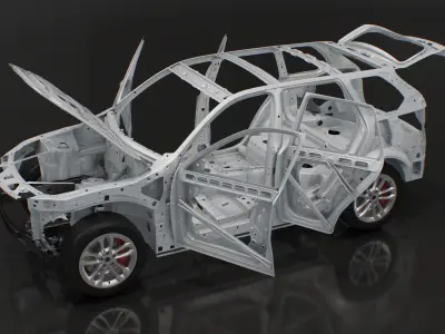  SUV Car Frame Structure with Chassis Rigged for Cinema 4D 
