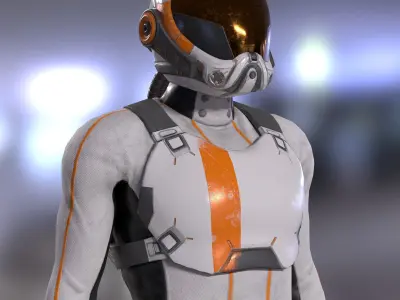 MX01 Male Space Suit White LITE VERSION Low-poly 3D model