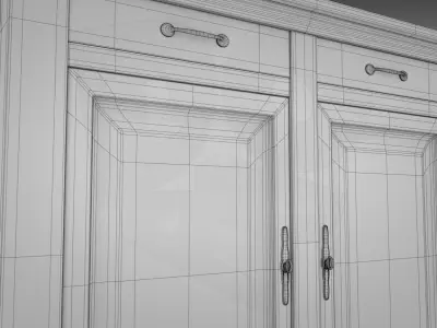 Sideboard wooden cabinet with two doors 3D model