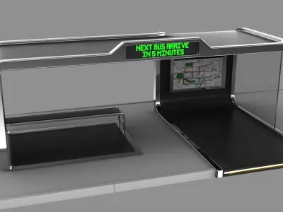 Bus Stop Low-poly 3D model