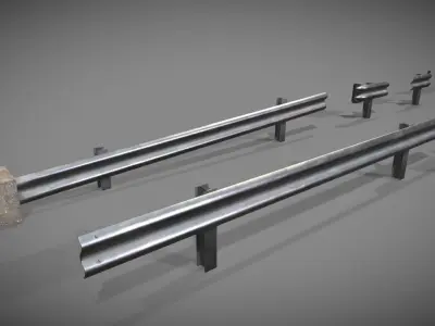 Crashbarrier low poly modular Low-poly 3D model