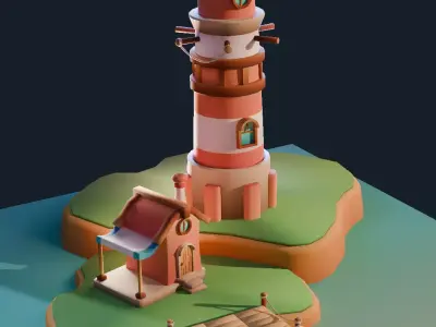 Casual Lighthouse with appearances animation Low-poly 3D model