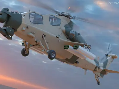  Combat Helicopter with 70mm Rocket Pods Camouflage 