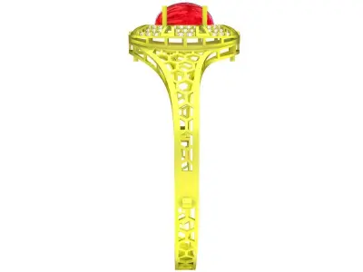 Elegant Oval Gemstone Halo Ring 3D Jewelry Model 6398 3D print model