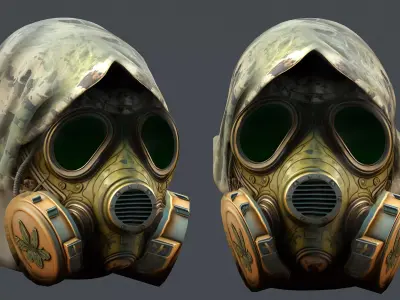 Gas mask helmet 3d model military combat fantasy cyborg Low-poly 3D model