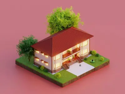Mansion House  Low-poly 3D model 001 Low-poly 3D model