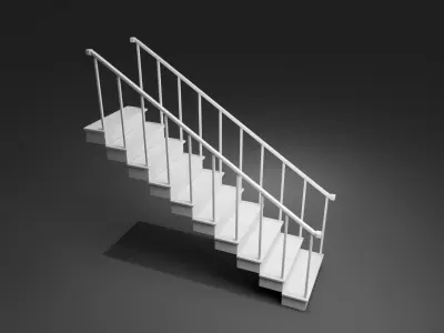 Simple stairs with railings 3D model