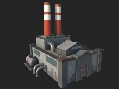 Old Abdoned Factory Low Poly Model Low-poly 3D Low-poly 3D model