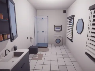 Low Poly House Interior and Exterior Low-poly 3D model