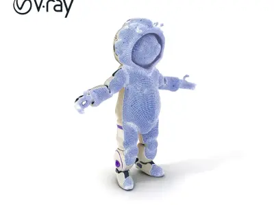 Cute Futuristic Robot Character with PBR Textures and Mixamo ... Low-poly 3D model