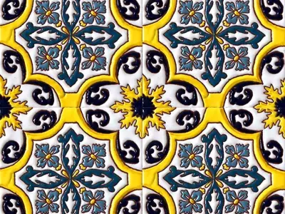 Yellow Frame Talavera Ceramic Tiles  Texture