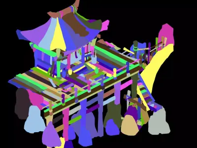 Cliffside - Wooden Pavilion 01 3D model