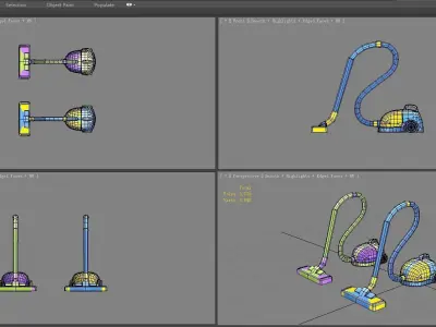 Cartoon vacuum cleaner Low-poly 3D model